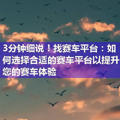 找赛车平台：如何选择合适的赛车平台以提升您的赛车体验