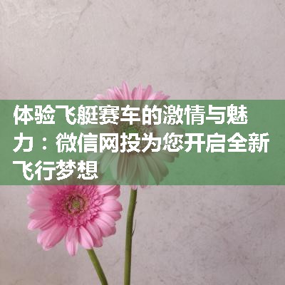 体验飞艇赛车的激情与魅力：微信网投为您开启全新飞行梦想