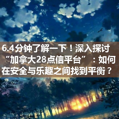 深入探讨“加拿大28点信平台”：如何在安全与乐趣之间找到平衡？