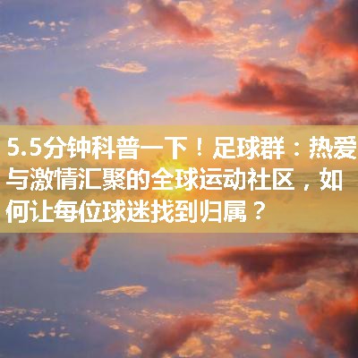 足球群：热爱与激情汇聚的全球运动社区，如何让每位球迷找到归属？