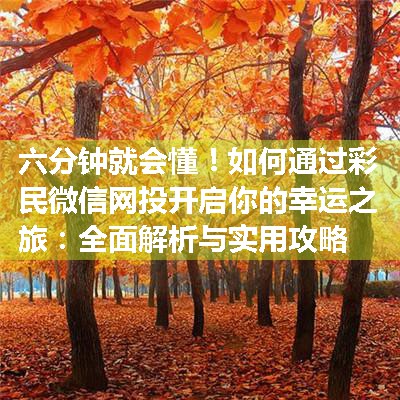 如何通过彩民微信网投开启你的幸运之旅：全面解析与实用攻略