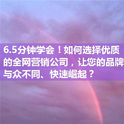 如何选择优质的全网营销公司，让您的品牌与众不同、快速崛起？