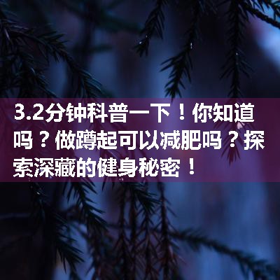 你知道吗？做蹲起可以减肥吗？探索深藏的健身秘密！