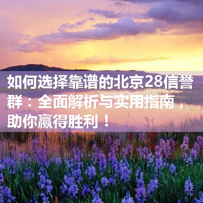 如何选择靠谱的北京28信誉群：全面解析与实用指南，助你赢得胜利！