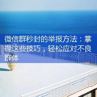 微信群秒封的举报方法：掌握这些技巧，轻松应对不良群体